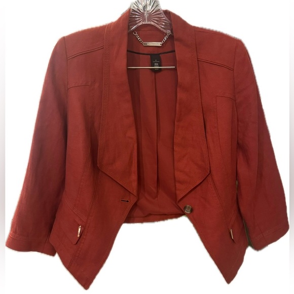 WHBM Blazer Dark Orange Red Jacket Coat 4 - Picture 2 of 16